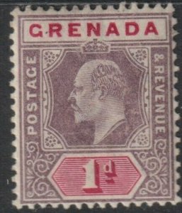 Grenada Sc# 49 KEVII 1902 MLH 1 pence issue, Wmk 2 Crown & CA CV $10.00