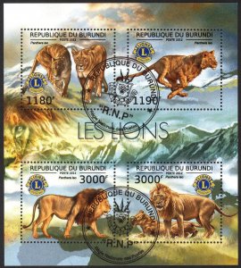 Burundi 2012 Wild Cats Lions Club Sheet Used / CTO