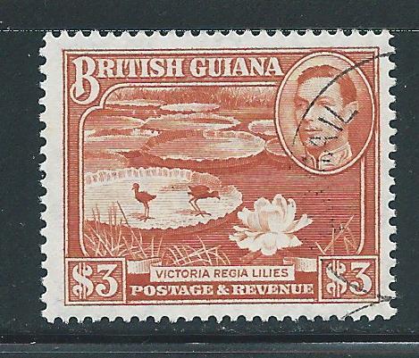 British Guiana 241a $3 Lilies single CTO