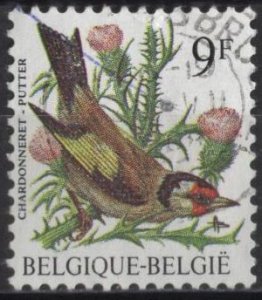 Belgium 1228 (used) 9fr birds: European goldfinch (chardonneret) (1985)