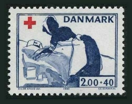 Denmark B63,MNH.Michel 768. Red Cross 1984.Nurse and patient.