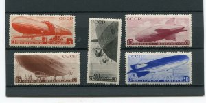 RUSSIA YR 1934,SC C53-57,MI 483-87,MLH,DIFFERENT ZEPPELINS,HCV