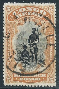 Belgian Congo, Sc #58, 5fr Used