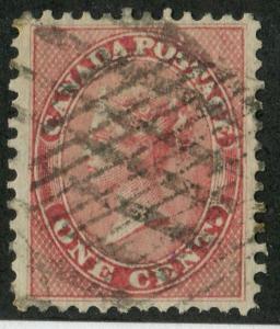 Canada #14 1859-65 1c Rose Cents Issue - VF-76-J Used Example