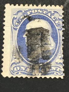 Scott #145 / 1870-71 One Cent Franklin Stamp Used - NG-Crease On Top See Pics