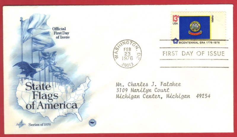 USA FDC ST FLAG IDAHO 1976 SERIES ARTCRAFT  SEE SCAN  (89)