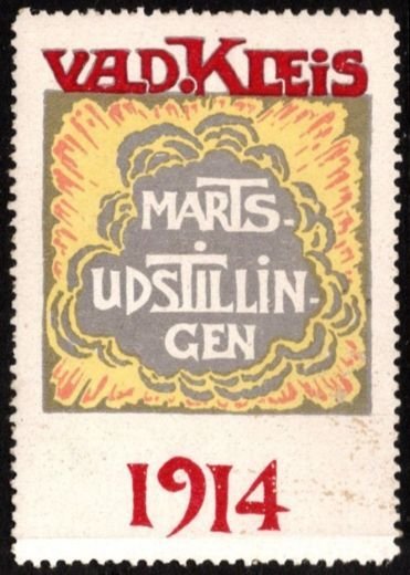 1914 Denmark Exhibition Poster Stamp Vald. Kleis Art and Market Exhibition