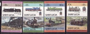 St Lucia-Sc#774-7-unused NH set-Trains-Locomotives-Railways-1985--