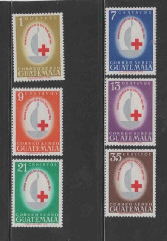 GUATEMALA #C304-C309 1963 INT'L RED CROSS MINT VF NH O.G 