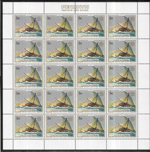 Penrhyn Islands #270 5c Ndura Canoet sheet of 20  (MNH) CV $5.00