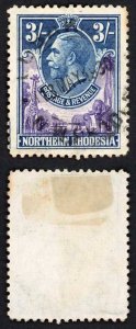 Northern Rhodesia SG13 3/- Violet and Blue Wmk Mult Script CA Used