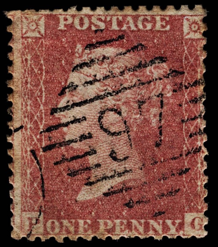 4158: GB SG40 1d Rose-Red. Carlow 97 Irish Postmark. PG. 1857. Sc#20 Good U...