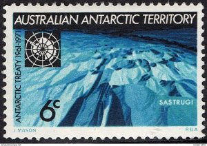 AUSTRALIAN ANTARCTIC TERRITORY (AAT) 1971 QEII 6c 10th Anniv Antarctic Treaty FU