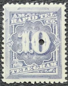 US #1T4, Used/MH, Punched Single, Telegraph