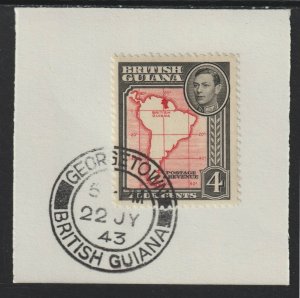 Br GUIANA 1938 KG6  4c on piece with MADAME JOSEPH  POSTMARK