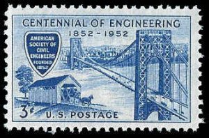 PCBstamps   US #1012 3c Civil Engineers Society, MNH, (6)