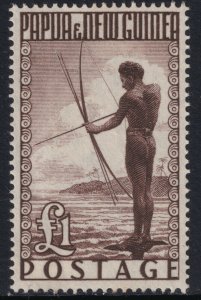 Sc# 136 Papua New Guinea 1952 £1 Native Spearing Fish issue MNH $65.00 Stk #2