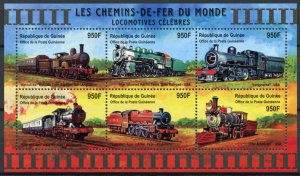 Trains Railways Stamps Guinea 2002 MNH Famous Locomotives 6v M/S VII