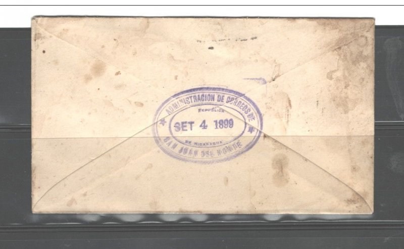 NICARAGUA 1899 COVER WITH HALF OF #103 or #103G