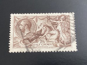 Great Britain #179 used 1919 Half Crown Seahorses “Britannia Rules the Waves”