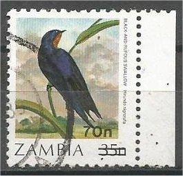 ZAMBIA, 1989, used 70n on 35n, Birds Scott 490