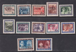 Indonesia # 70 / 88, Merdeka Overprints, Mixed hinged, no gum & NH, 1/4 Cat.