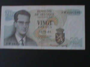 ​BELGIUM-1964 NATIONAL BANK-20 FRANCS-UN CIRULATED NOTE-VF-60 YEARS OLD