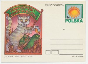 Postal stationery Poland 1977 Cat - Turtle - Bird - Sun