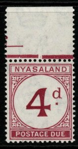 NYASALAND SGD4 1950 4d PURPLE POSTAGE DUE MNH