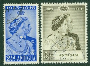 SG 112/3 Antigua 1949 Silver wedding set. Very fine used CAT £20