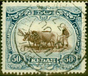 Kedah 1924 50c Brown & Grey-Blue SG36bw Fine Used