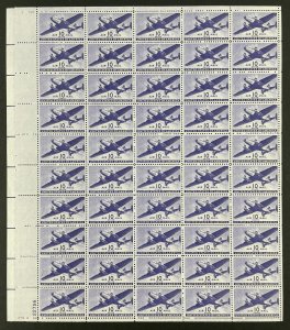 C27 MNH Sheet TWIN-MOTORED TRANSPORT PLANE 50 US Airmail 10¢ Stamps Violet 1941