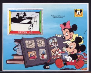 Nevis 748 MNH, Mickey Mouse 'Plane Crazy' Souvenir Sheet from 1992.