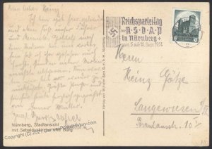 3rd Reich Germany 1934 Reichsparteitag Party Rally Propaganda Card USED E 103151