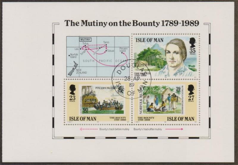 Isle of Man #394   .  1989 cancelled mutiny on the bounty sheet