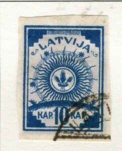 LATVIA; 1919 early Imperf local issue fine used 10k. value fine