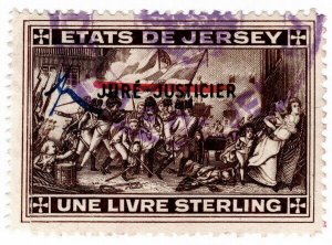 (I.B) Jersey Revenue : Justice £1 (1922) with obliterator