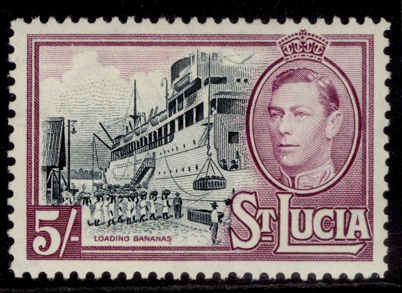 ST. LUCIA GVI SG137, 5s black & mauve, M MINT. Cat £24.