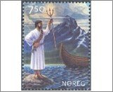 Norway Used NK 1535   Norse Mythology 7.5 Krone Multicolor (Boats and Ships)