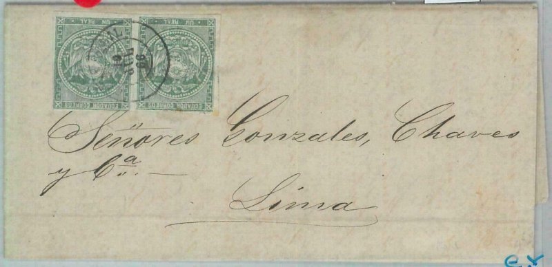 82869 -  ECUADOR - POSTAL HISTORY -  Yvert # 6 PAIR on COVER to LIMA 1866 - RARE