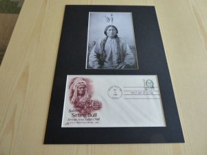 Chief Sitting Bull USA FDC Cover and mounted photograph mount size A4