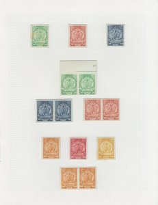 PARAGUAY 1905-10 LION & PALACE Sc 91-128 PROOFS COLLECTION 19 SINGLES & 29 PAIRS