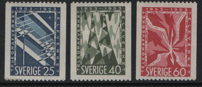 SWEDEN, 452-454, (3) SET,  HINGED, 1953, Telephone