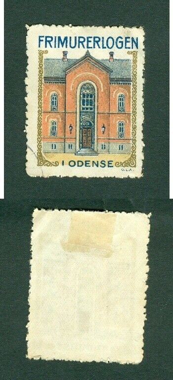  Denmark. 1920s Poster Stamp Masonic Freemason Lodge Odense. See Condition