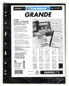 GRANDE 7S sheets - Black - 7 horizontal pockets - Pack of 5 - Lighthouse