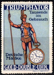 Vintage Germany Poster Stamp Triumphator Thousands Use German Brand Gold Watch
