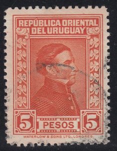 Uruguay 1929-33 5p Red Orange Artigas Used. Scott 383