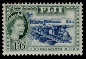 FIJI QEII SG290, 1s 6d blue & myrtle green, M MINT. Cat £16.