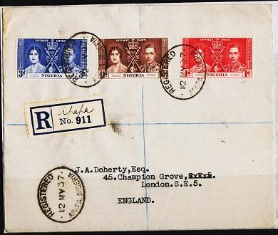 Nigeria. 1937 Cover. Coronation. S.G.46/48 Fine Used