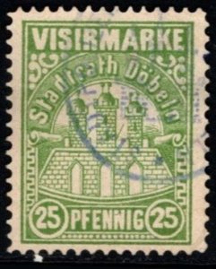 Vintage Germany Local Post 25 Pfennig City of Döbeln Used